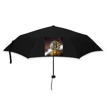 Bitcoin, Mond und Sterne - Regenschirm (klein) - Schwarz - Vorne