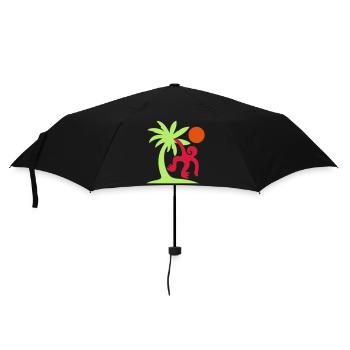 Affe Palme Sonne - Regenschirm (klein) - Schwarz - Vorne