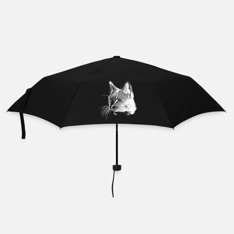 Tête de chat - Blanc - Parapluie standard - noir