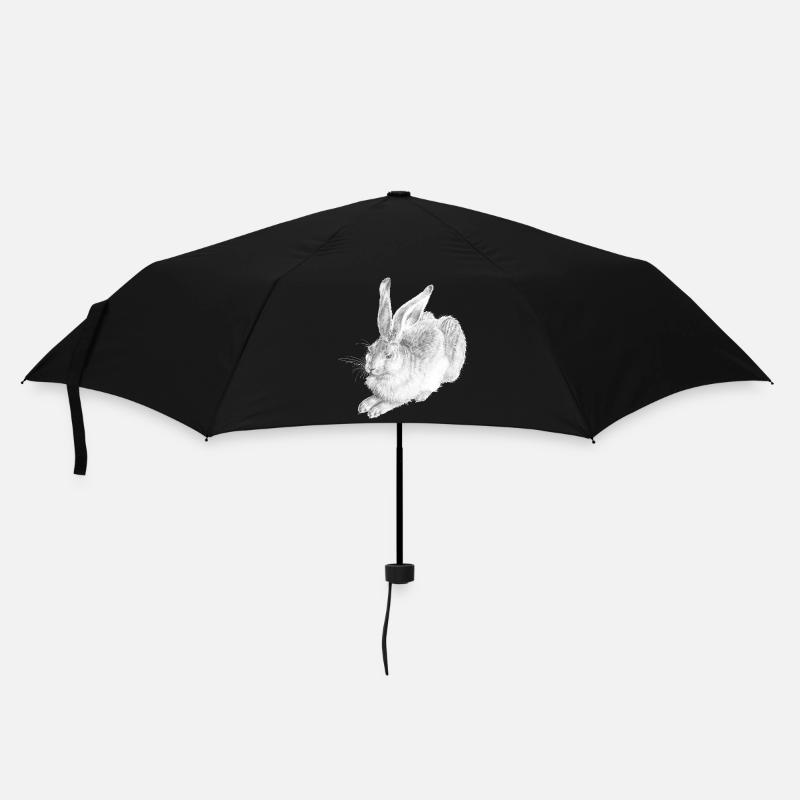 WHITE RABBIT | Schneehase nach Albrecht Dürer - Regenschirm (klein) - Schwarz
