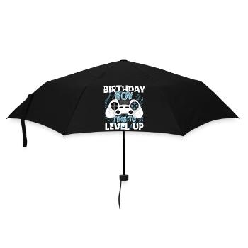 Birthday Boy time to level up - Regenschirm (klein) - Schwarz - Vorne