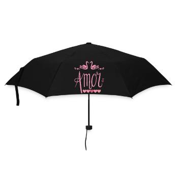 Amor - Valentines T-Shirt - Regenschirm (klein) - Schwarz - Vorne