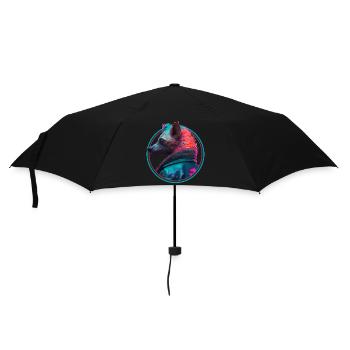 Hyène punk en veste en cuir - Parapluie standard - noir - Devant