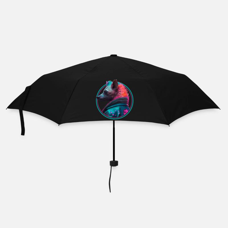 Punk Hyäne in Lederjacke - Regenschirm (klein) - Schwarz