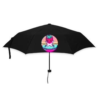 Erdbeere Skateboard im Sonnenuntergang - Regenschirm (klein) - Schwarz - Vorne