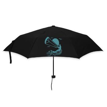 Kitesurfer Silhouette, Kiten Abenteuer Design - Regenschirm (klein) - Schwarz - Vorne
