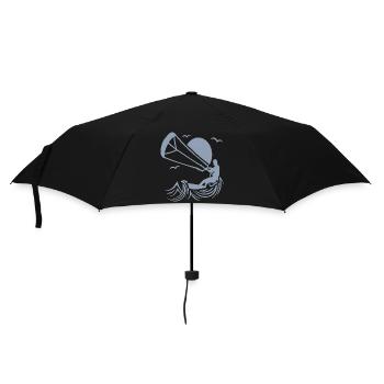 Kitesurfer Silhouette, Kiten Abenteuer Design - Regenschirm (klein) - Schwarz - Vorne