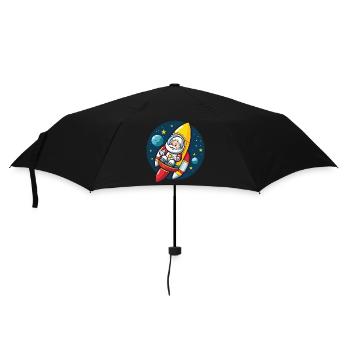 Weihnachtsmann Rakete Santa Weihnachten - Regenschirm (klein) - Schwarz - Vorne