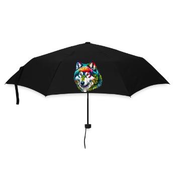 Wolf - Regenschirm (klein) - Schwarz - Vorne