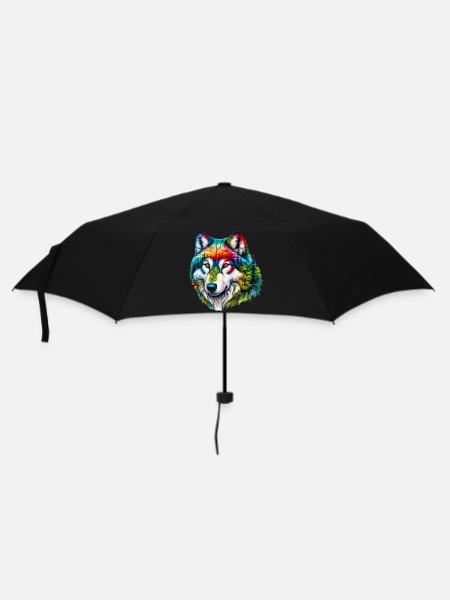Wolf - Regenschirm (klein) - Schwarz
