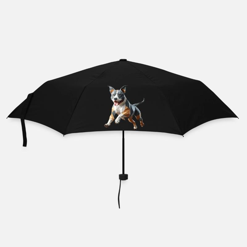 Staffy Origami 3D geometrischer Hund - Regenschirm (klein) - Schwarz