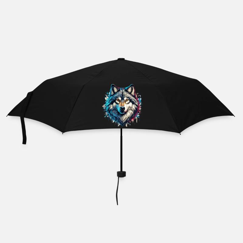 Wolf - Regenschirm (klein) - Schwarz
