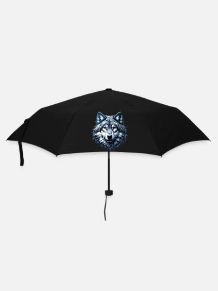 Wolf - Regenschirm (klein) - Schwarz