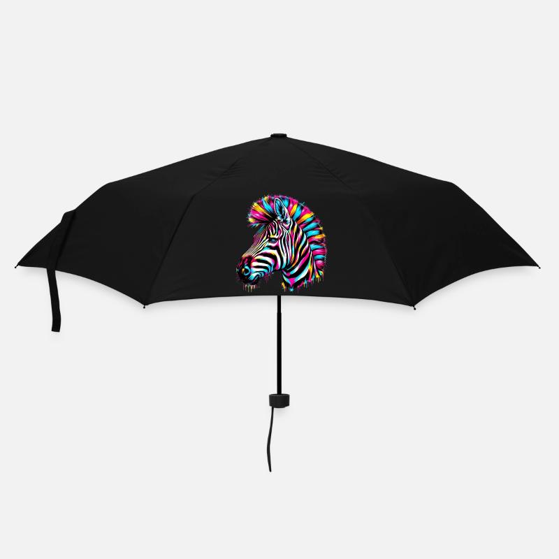 Zebra - Regenschirm (klein) - Schwarz