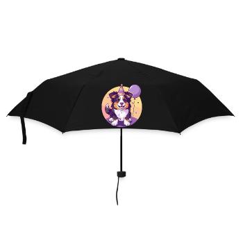 Border Collie Chiens Anniversaire Bande dessinée - Parapluie standard - noir - Devant