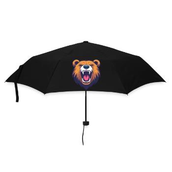 Cartoon Bear Head Roaring - Bold and Playful - Umbrella (small) - black - Front