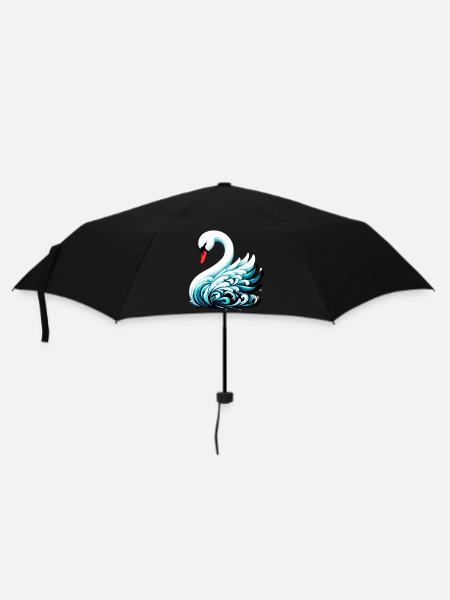Schwan - Regenschirm (klein) - Schwarz