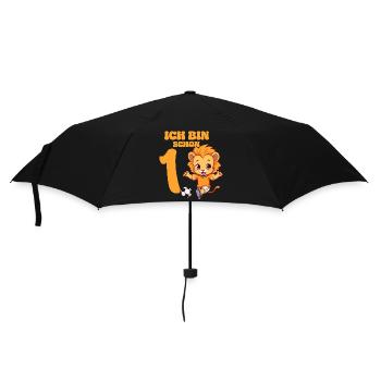 1 Bébé 1er Anniversaire Fille Garçons Football Lion - Parapluie standard - noir - Devant