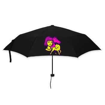 Fille Cheval Pop Art - Parapluie standard - noir - Devant