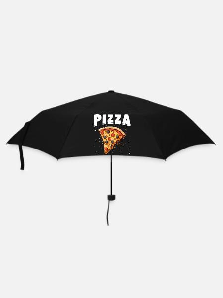 Pizzastück mit Schwarz und roten Belegen - Regenschirm (klein) - Schwarz