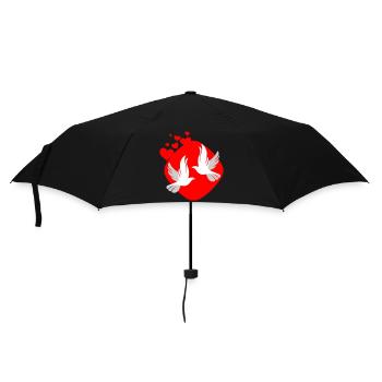 Taube der Liebe auf rotem Hintergrund - Regenschirm (klein) - Schwarz - Vorne
