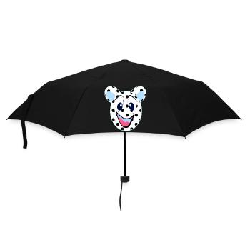 Blauer lachender Bär mit Punkten - Regenschirm (klein) - Schwarz - Vorne