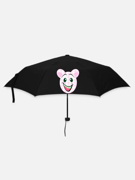 Bär Blumenmuster Lächeln - Regenschirm (klein) - Schwarz