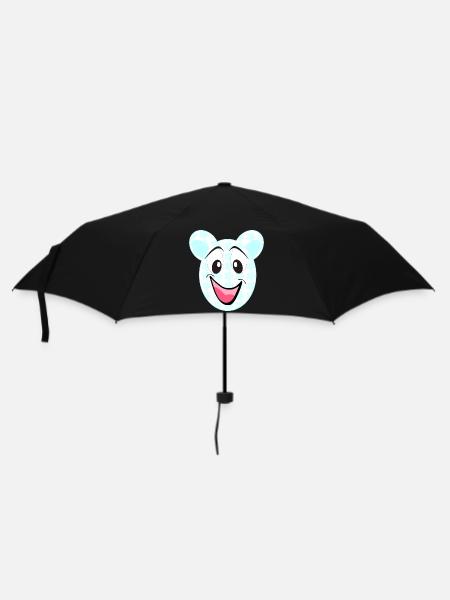 Lächelnder Bär mit Blumenmuster - Regenschirm (klein) - Schwarz