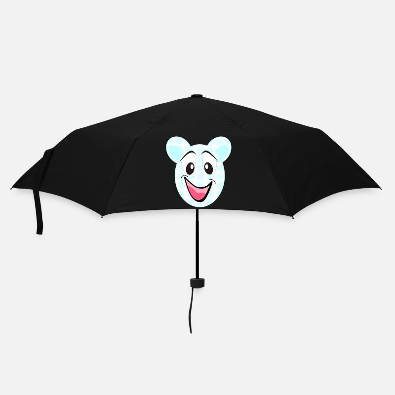 Lächelnder Bär mit Blumenmuster - Regenschirm (klein) - Schwarz