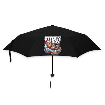 Otterly Merry Weihnachtsotter - Regenschirm (klein) - Schwarz - Vorne