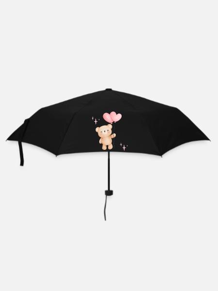 Ours pastel avec des ballons en forme de cœur - Parapluie standard - noir