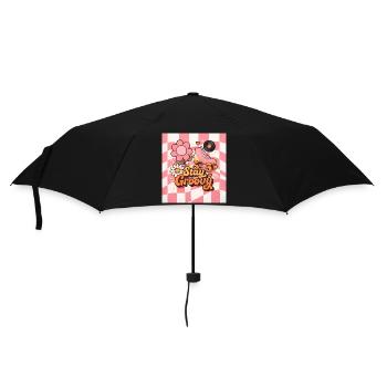 Rosa Retro-Rollschuhe - Regenschirm (klein) - Schwarz - Vorne