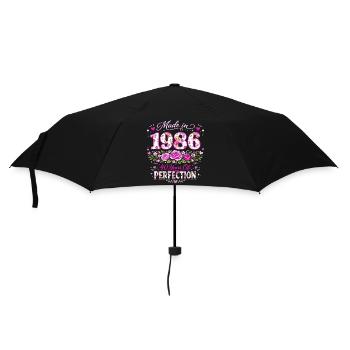 Cadeau 40 Ans Femme - Anniversaire 1986 Floral - Parapluie standard - noir - Devant