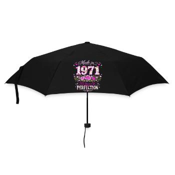 Cadeau 55 Ans Femme - Anniversaire 1971 Floral - Parapluie standard - noir - Devant