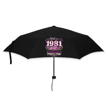 Cadeau 45 Ans Femme - Anniversaire 1981 Floral - Parapluie standard - noir - Devant