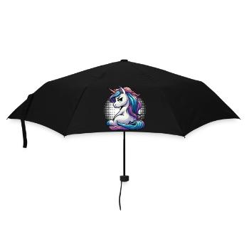 Einhorn Einhörner Einhornfan Einhornliebhaber - Regenschirm (klein) - Schwarz - Vorne
