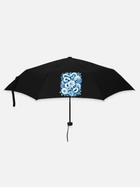 Hellblaues Snakes Rosenbeet-Design. - Regenschirm (klein) - Schwarz