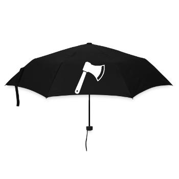 Axt Beil Holzfäller Geschenkidee  - Regenschirm (klein) - Schwarz - Vorne