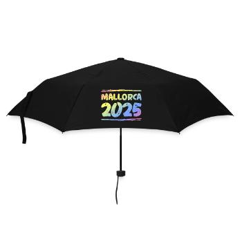 Mallorca 2025 Bunt - Regenschirm (klein) - Schwarz - Vorne
