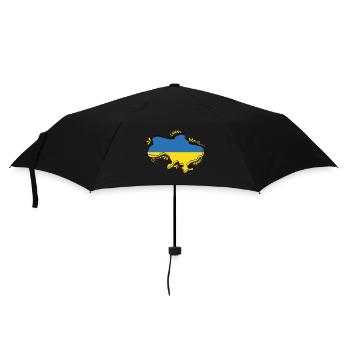 Silouette de la carte du drapeau ukrainien avec contour floral - Parapluie standard - noir - Devant