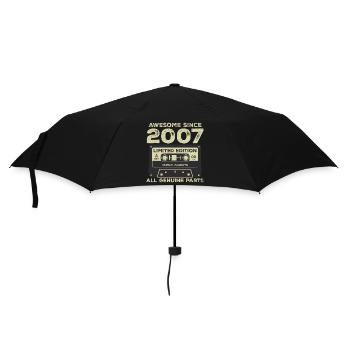 2007 Geburtstag geboren im Jahr 2007 Vintage Retro - Regenschirm (klein) - Schwarz - Vorne