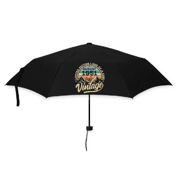 Geburtstag August 1951 Geburtstagsgeschenk August - Regenschirm (klein) - Schwarz - Vorne