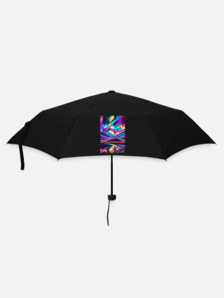 psychedelic glitch of pixels - Umbrella (small) - black
