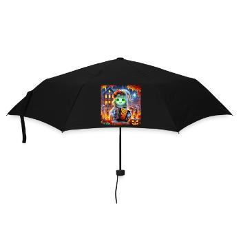 Adorable ghost plays accordion on Halloween - Umbrella (small) - black - Front