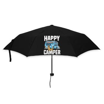 Camping Camper Hunde Happy Camper Outdoors mit - Regenschirm (klein) - Schwarz - Vorne