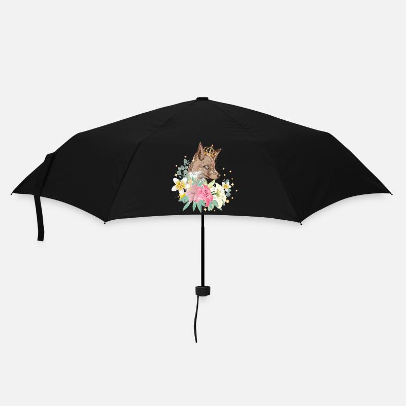 Fuchs mit goldener Krone und wunderschönen Lilien - Regenschirm (klein) - Schwarz
