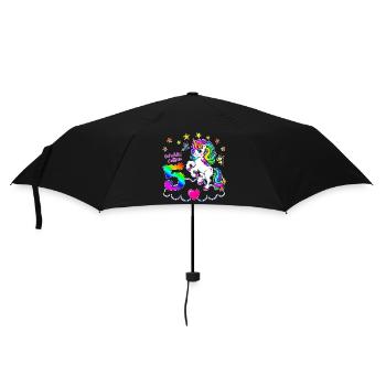 Mädchen 5 Jahre Geburtstag Einhorn-ich bin schon 5 - Regenschirm (klein) - Schwarz - Vorne