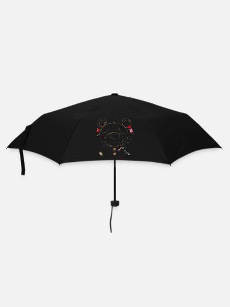 filigraner Bär aus feinen Linien sticken und nähen - Regenschirm (klein) - Schwarz