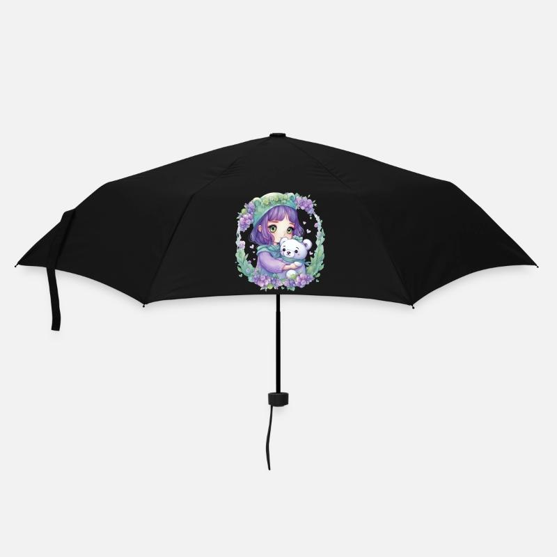 Fee mit Teddybär - Regenschirm (klein) - Schwarz
