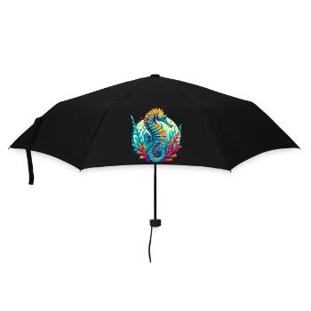 Seepferdchen - Regenschirm (klein) - Schwarz - Vorne
